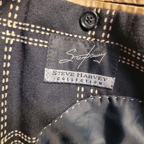 Steve Harvey Collection Mens Black Blazer Suit Coat 49L Wool Embroidered SH7007 - Picture 7 of 11